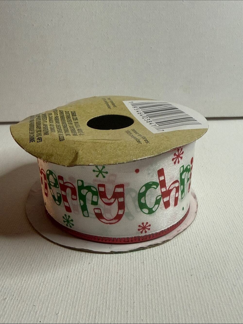 Crafter's Square White Wire-Edged Ribbon - Holiday Gift & Craft Ribbon, 9 ft